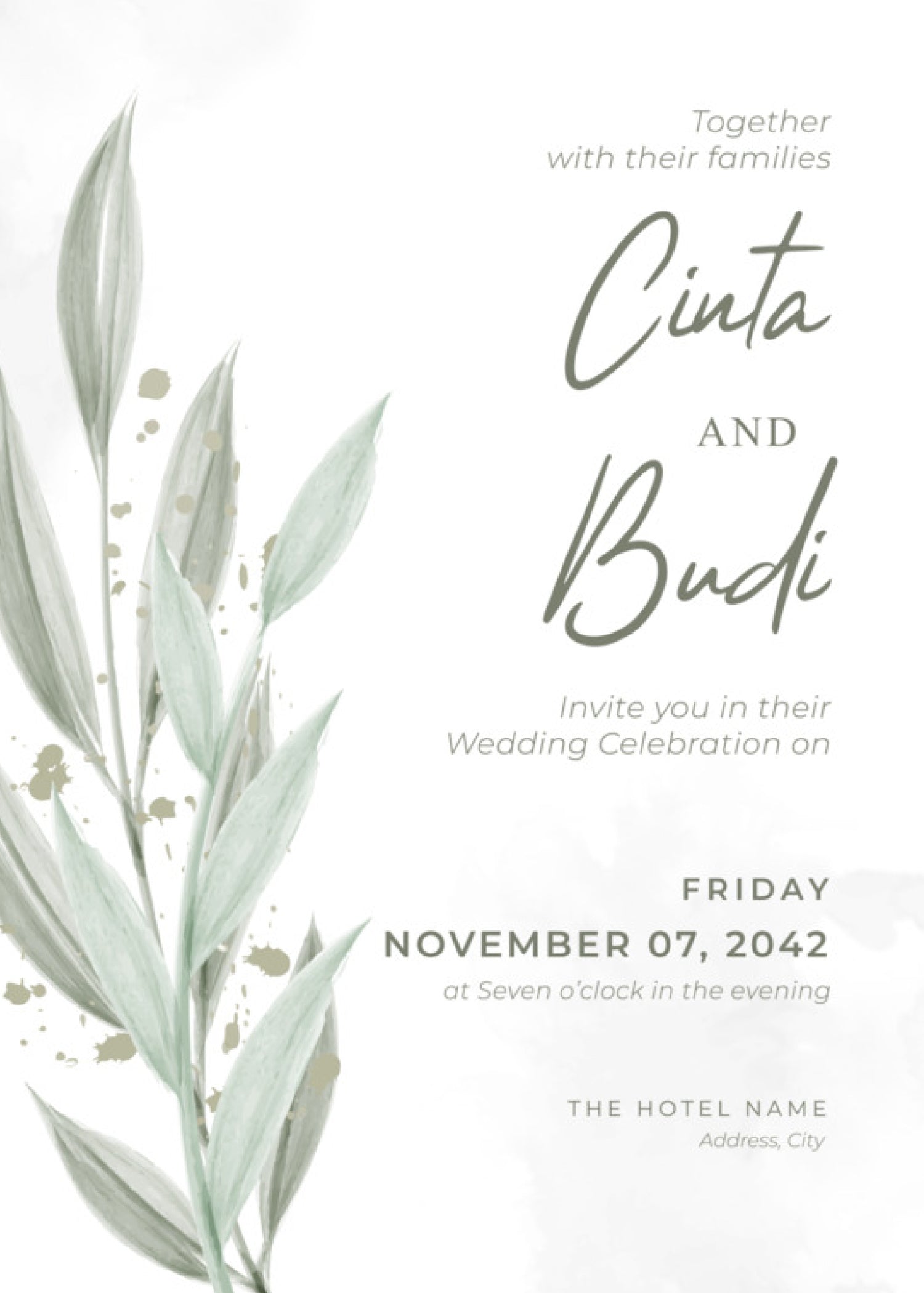 Willow — Watercolor Greenery Wedding Invitation