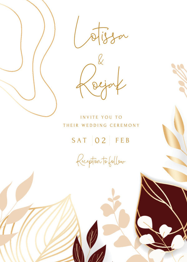 Aurelia — Gold Foliage Wedding Invitation