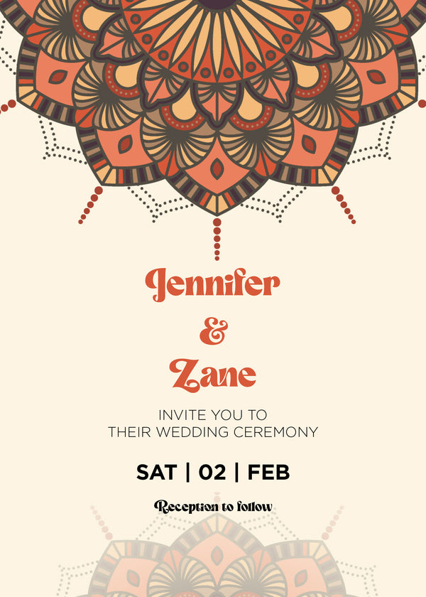 Solstice — Retro Mandala Wedding Invitation