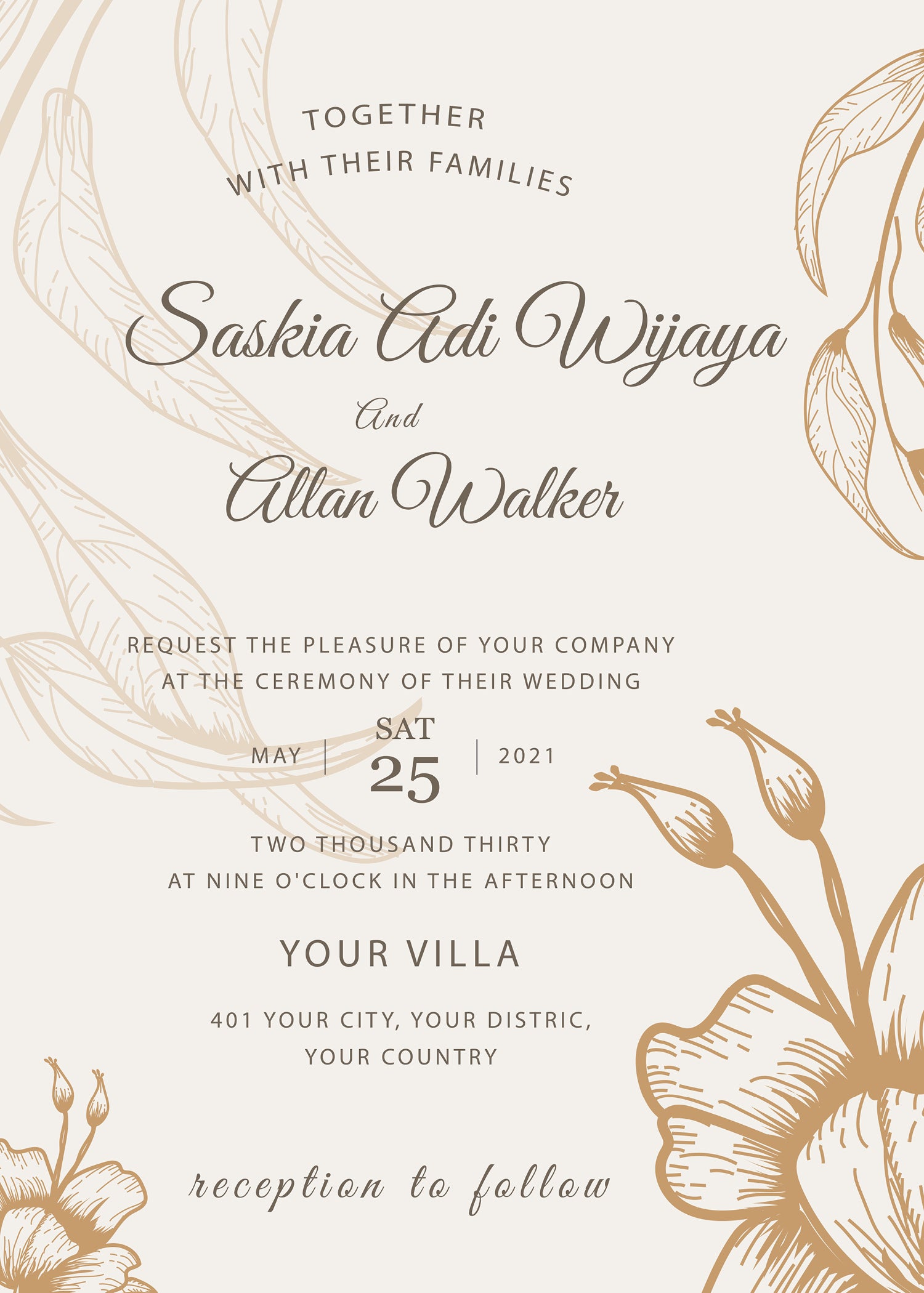 Etching — Line Art Floral Wedding Invitation