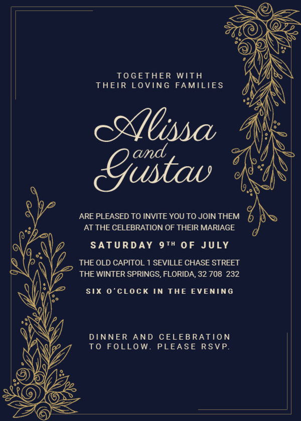 Navy & Gilt — Formal Wedding Invitation