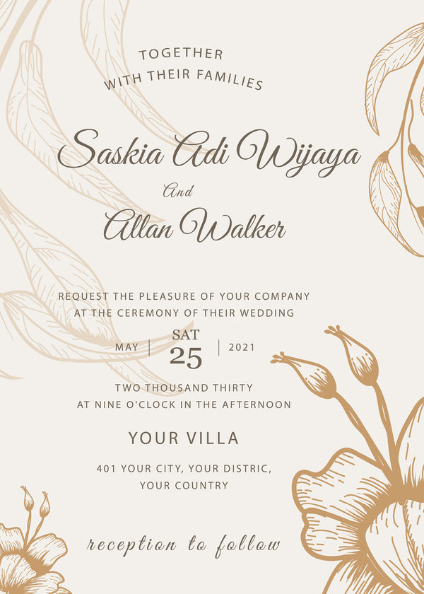 Etching — Line Art Floral Wedding Invitation
