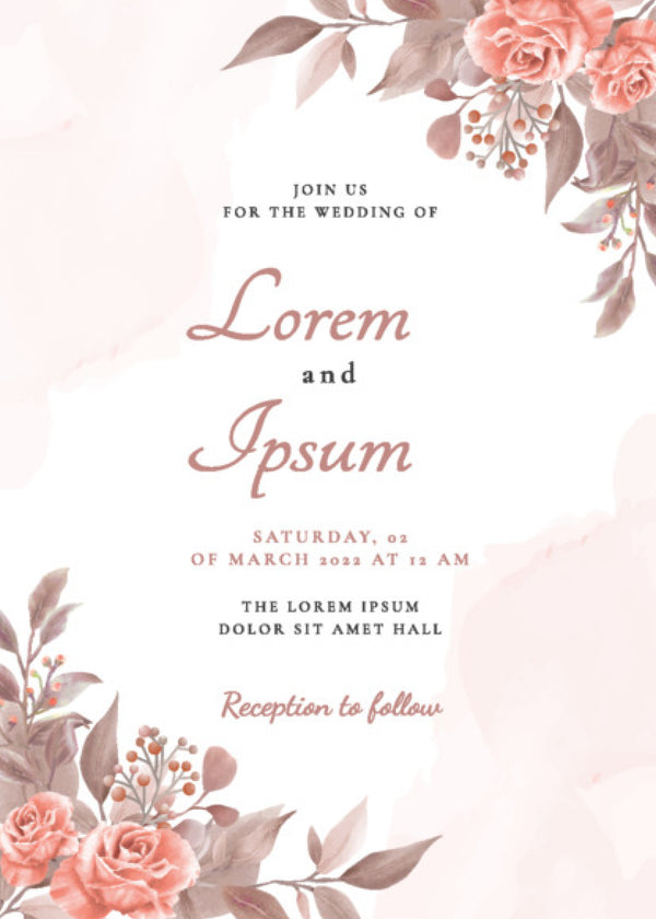 Terracotta — Watercolor Rose Wedding Invitation