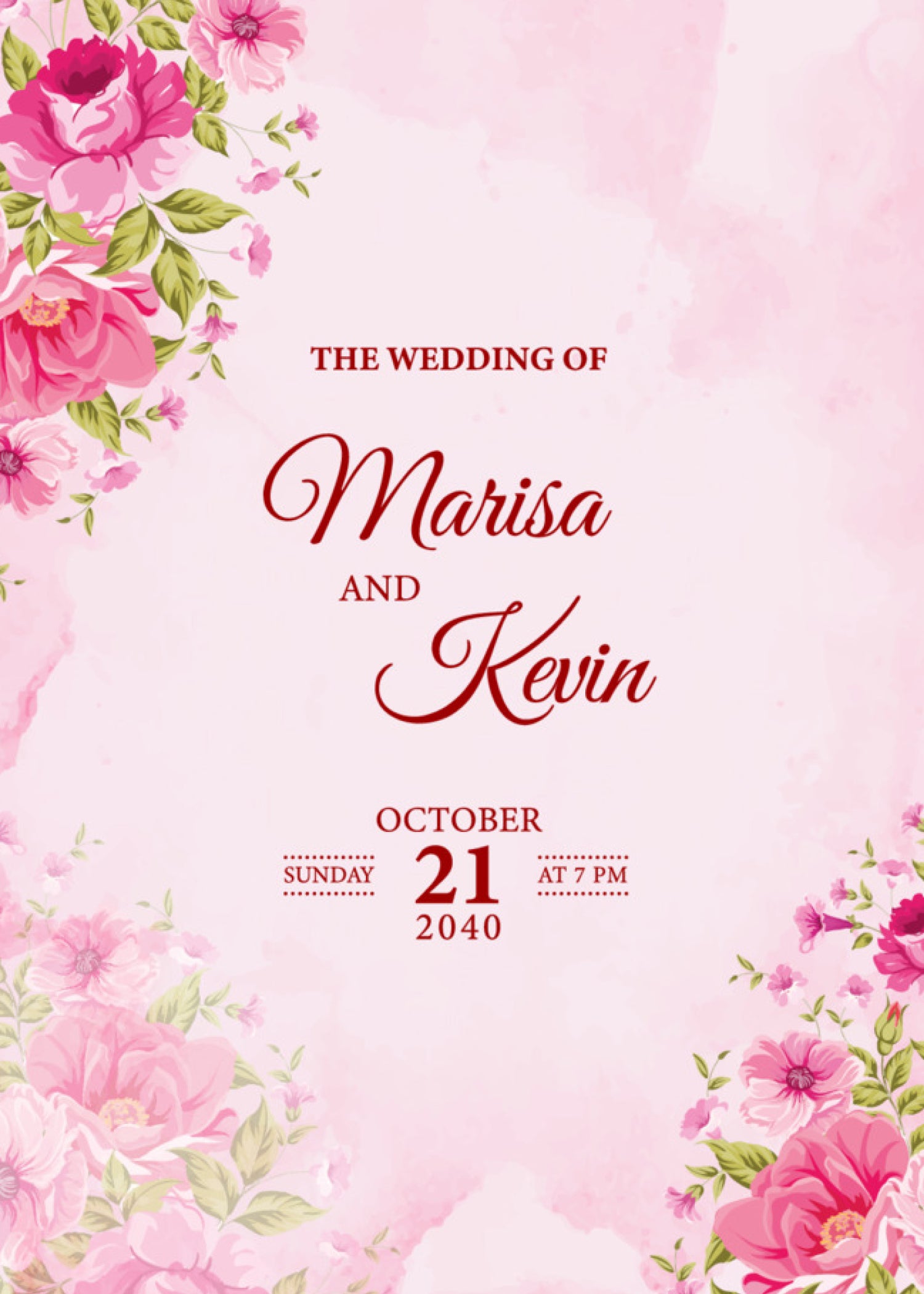 Wild Peony — Pink Floral Wedding Invitation