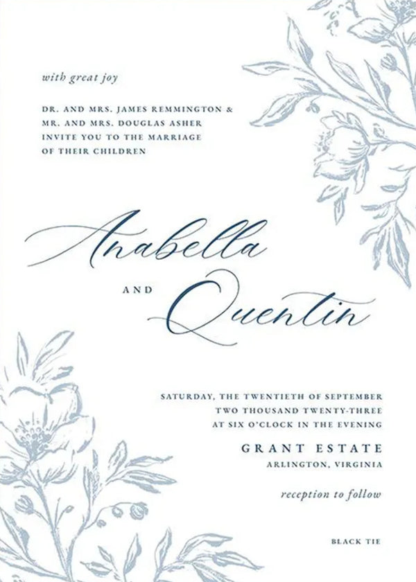 Delft — Sketched Floral Wedding Invitation