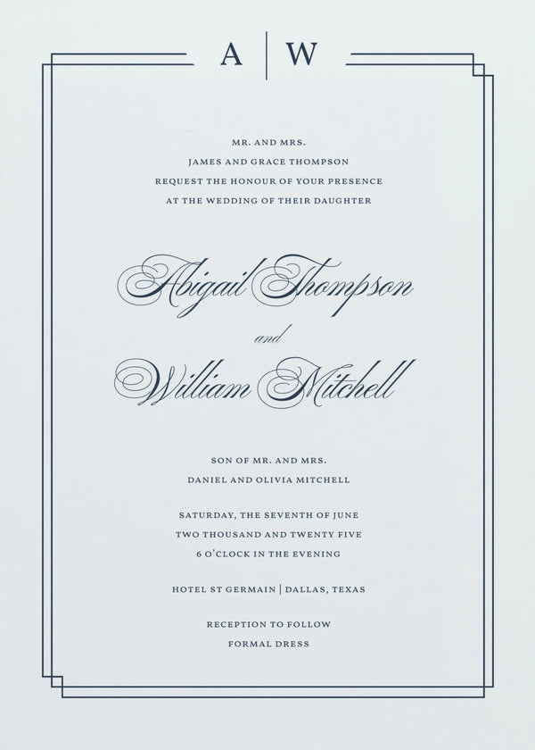 Monogram — Engraved Frame Wedding Invitation