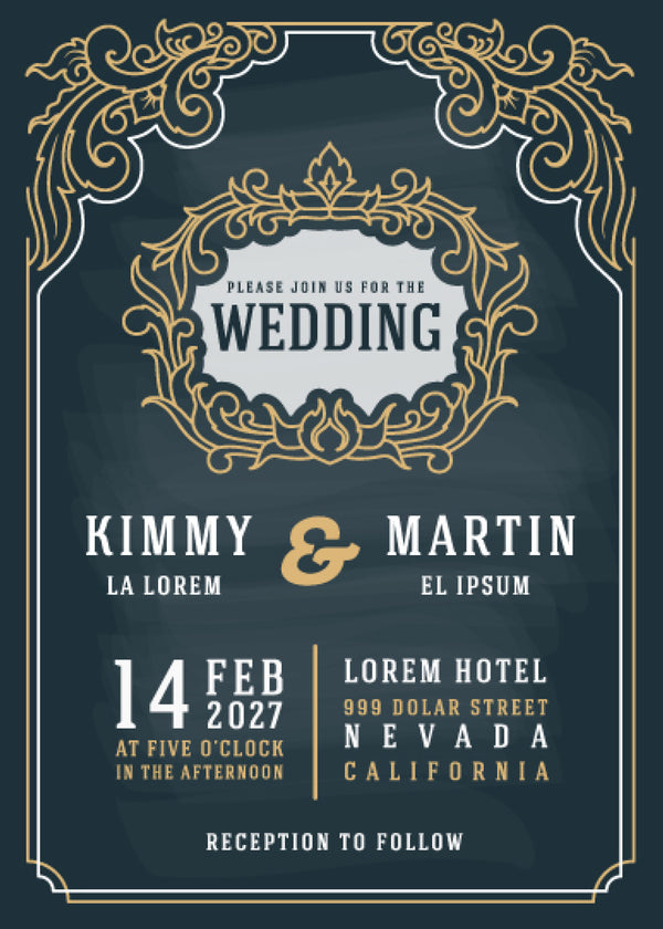 Chalkboard — Ornate Vintage Wedding Invitation