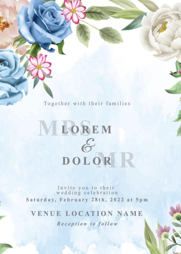 Cornflower — Blue Floral Wedding Invitation