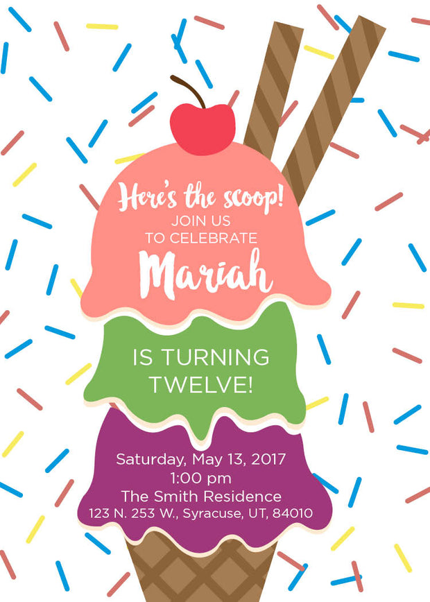 Ice Cream Birthday Invitation