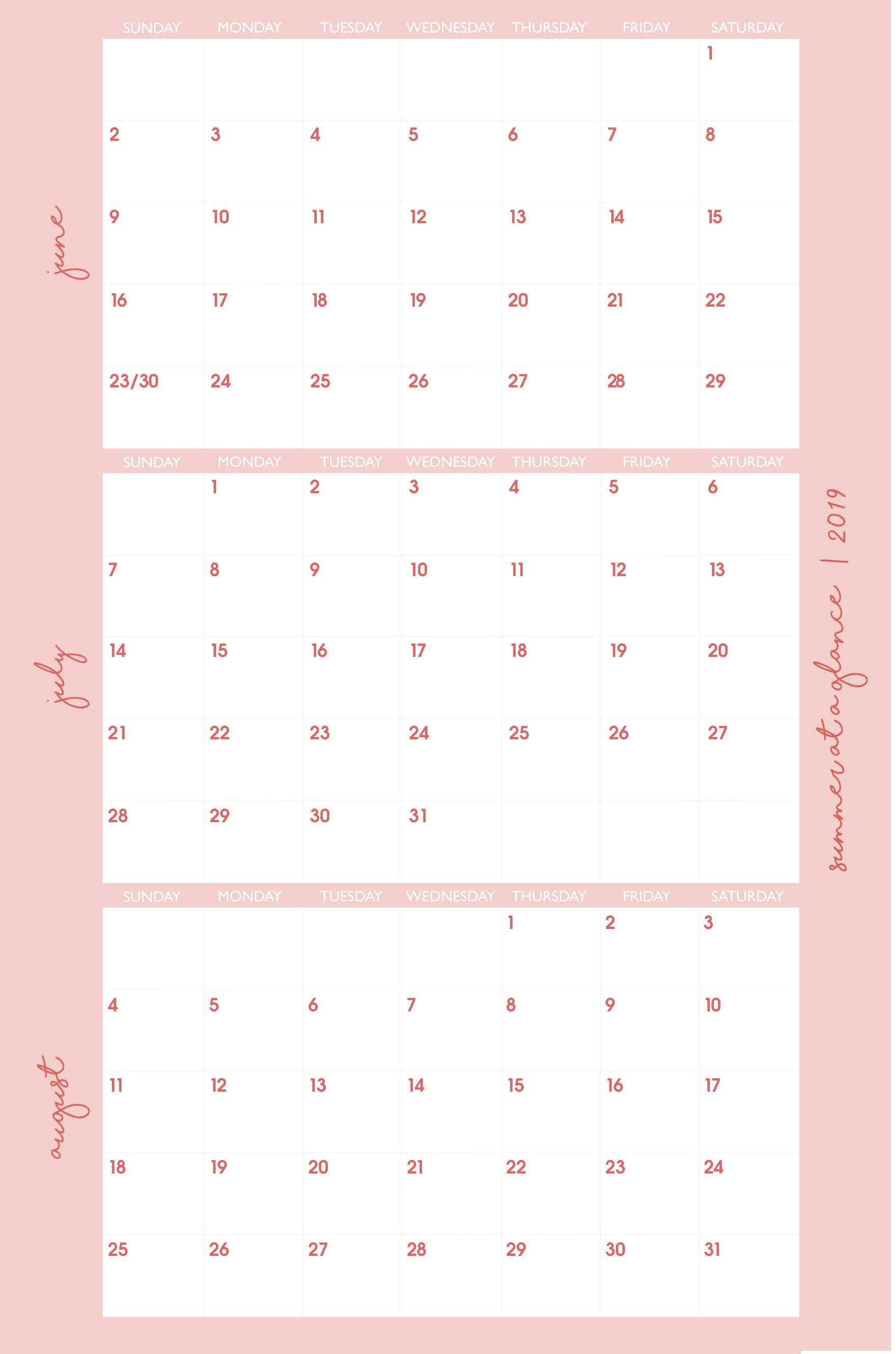 Summer at a Glance - Pink Modern